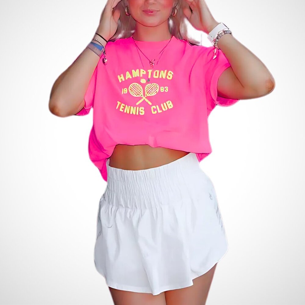 Neon Pink Hamptons Tennis Club T-Shirt